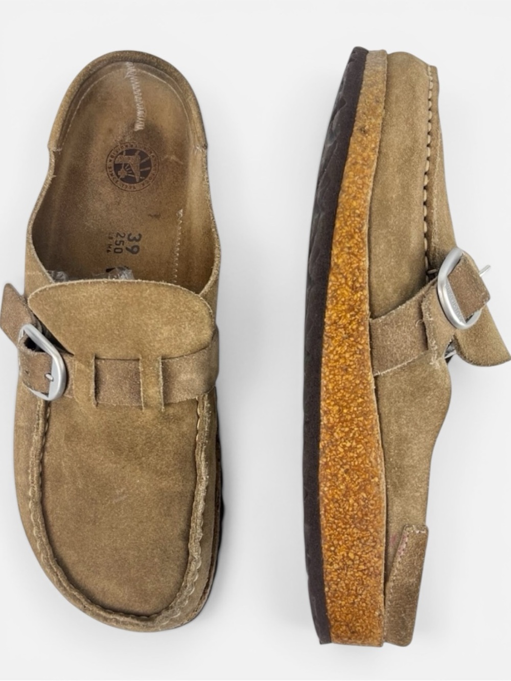 Birkenstock Buckley Suede Leather Clog Women EU 39 US 8 8.5 in Tea Color